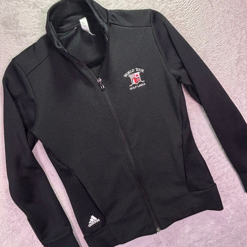 Adidas Womens Jacket Small Black World Tour Golf Links Full Zip HA3395